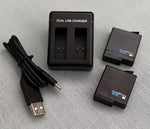 2 x Genuine GoPro Hero 7/6/5 Black battery + Dual Battery Charger (OEM)