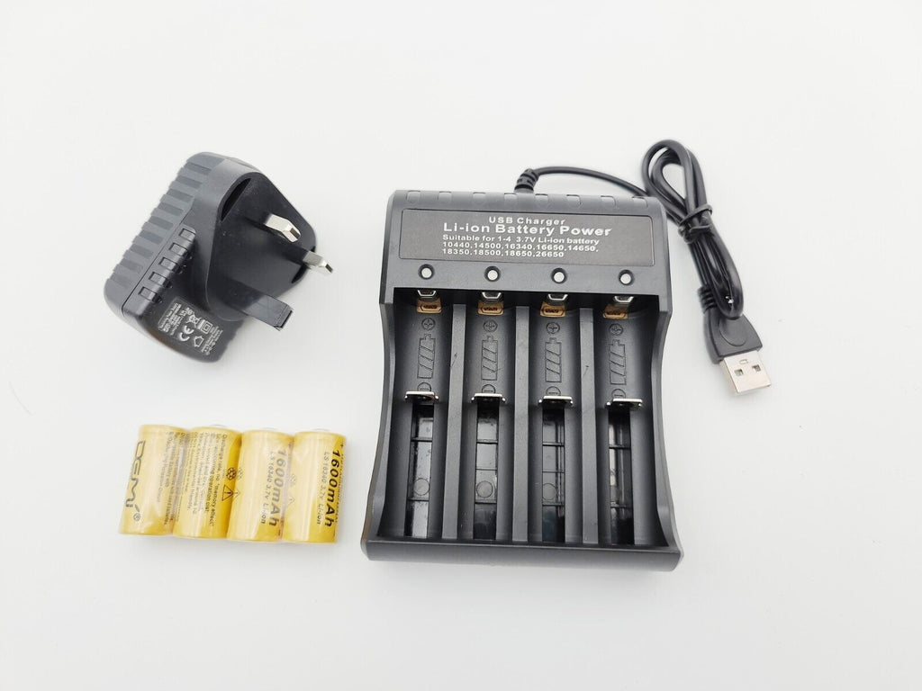 Insten - 4 Slot Usb Charger Of Rechargeable Lithium Battery Cr123a