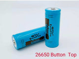 2pcs 26650 Batteries 3.7V Rechargeable Battery Button Top
