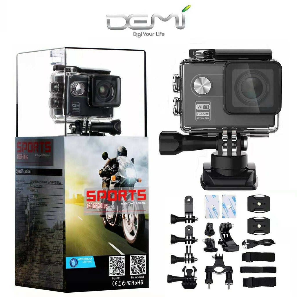 New DEMi Action Camera HD Waterproof LCD WiFi Compatible GoPro Accesso –  BeGoodies.uk